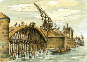 Будівництво Карлова моста, Фото: відкритий джерело   Спочатку міст називався Кам'яним або Празьким, а свою сучасну назву, Карлов, він носить лише з 1870 року