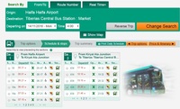 Щоб подивитися розклад на сайті введіть з «Haifa» від «Haifa Airport» в «Tiberias» до «Central Bus Station: Market»