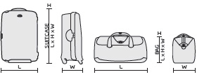 Mainitut mitat tuatteen ulkomittoja (mukaanlukien kahvat, vetimet, sivutaskut ja muut ulkoiset osat)